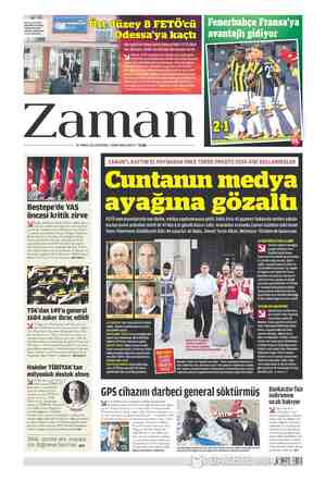 Zaman Gazetesi 28 Temmuz 2016 kapağı